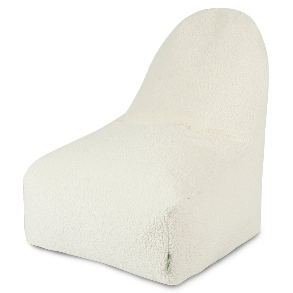 Majestic Home Goods Indoor Cream Sherpa Bean Bag Kickit Chair 30 in L