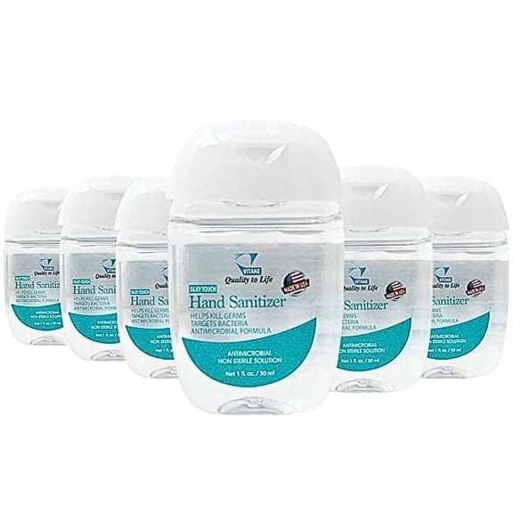 Vitane Silky Hand Sanitizer Gel 1 FL OZ – 70% Alcohol, Pocket-Friendly, Moisturizing, Non-Sticky, Ideal for School, Office, and Travel - 6 Pack