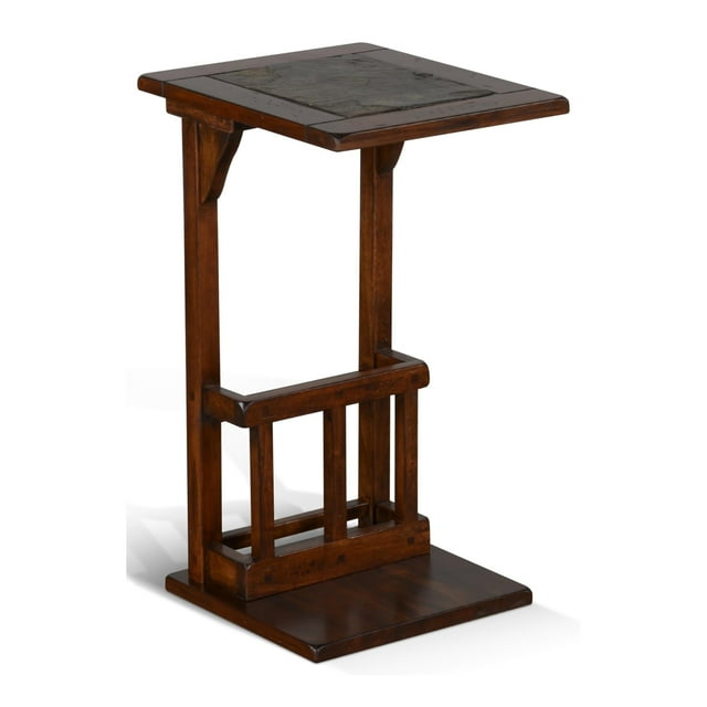 Mesa auxiliar Benzara Jenne 33 x 32 x 61 cm, color marrón oscuro