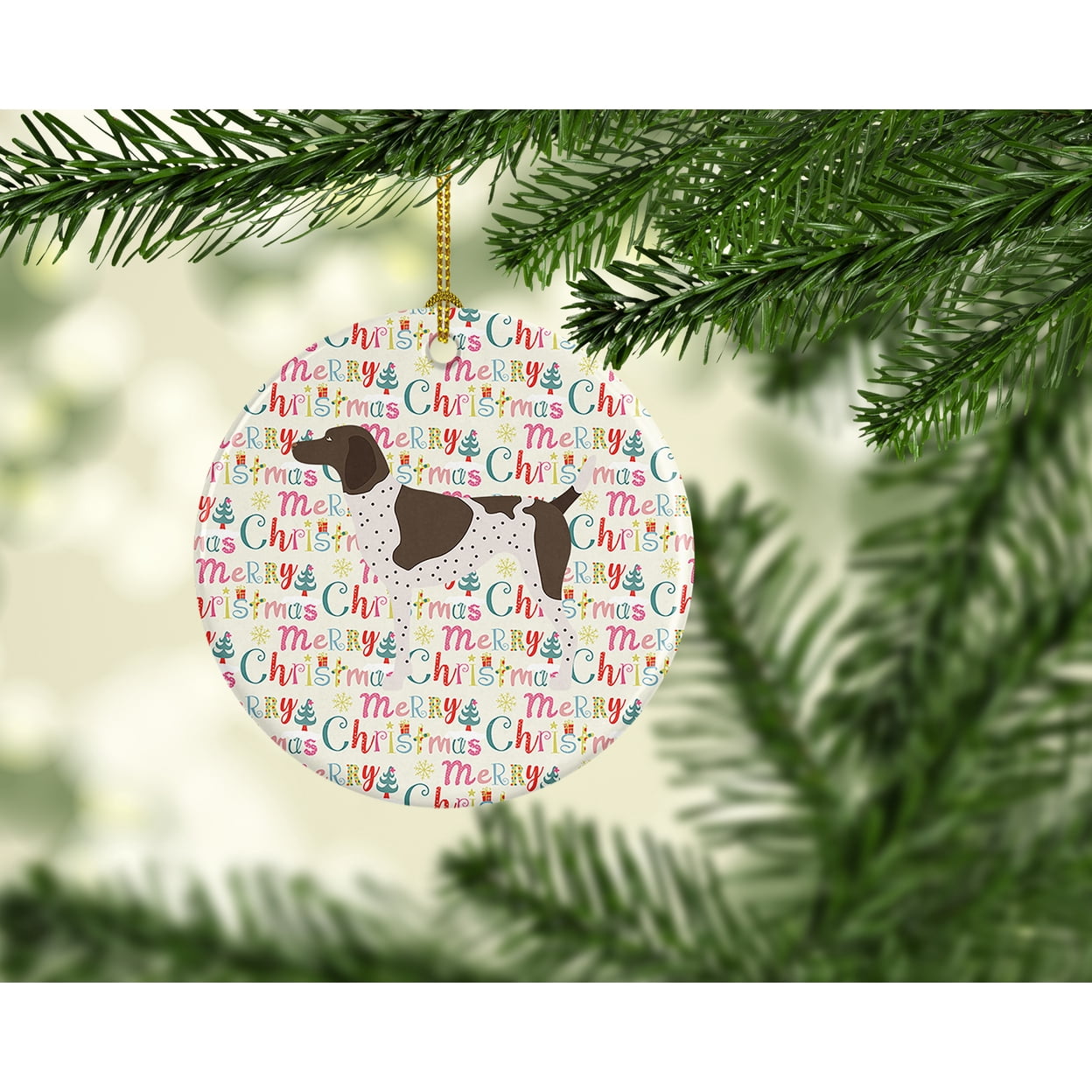 German Shorthaired Pointer Merry Christmas Ceramic Ornament 2.8 in x 2.8 in