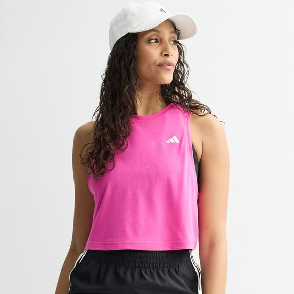 Women's adidas Essentials Boxy Workout Tank Top Color: Demi Lucid Fuchsia Size: SMALL