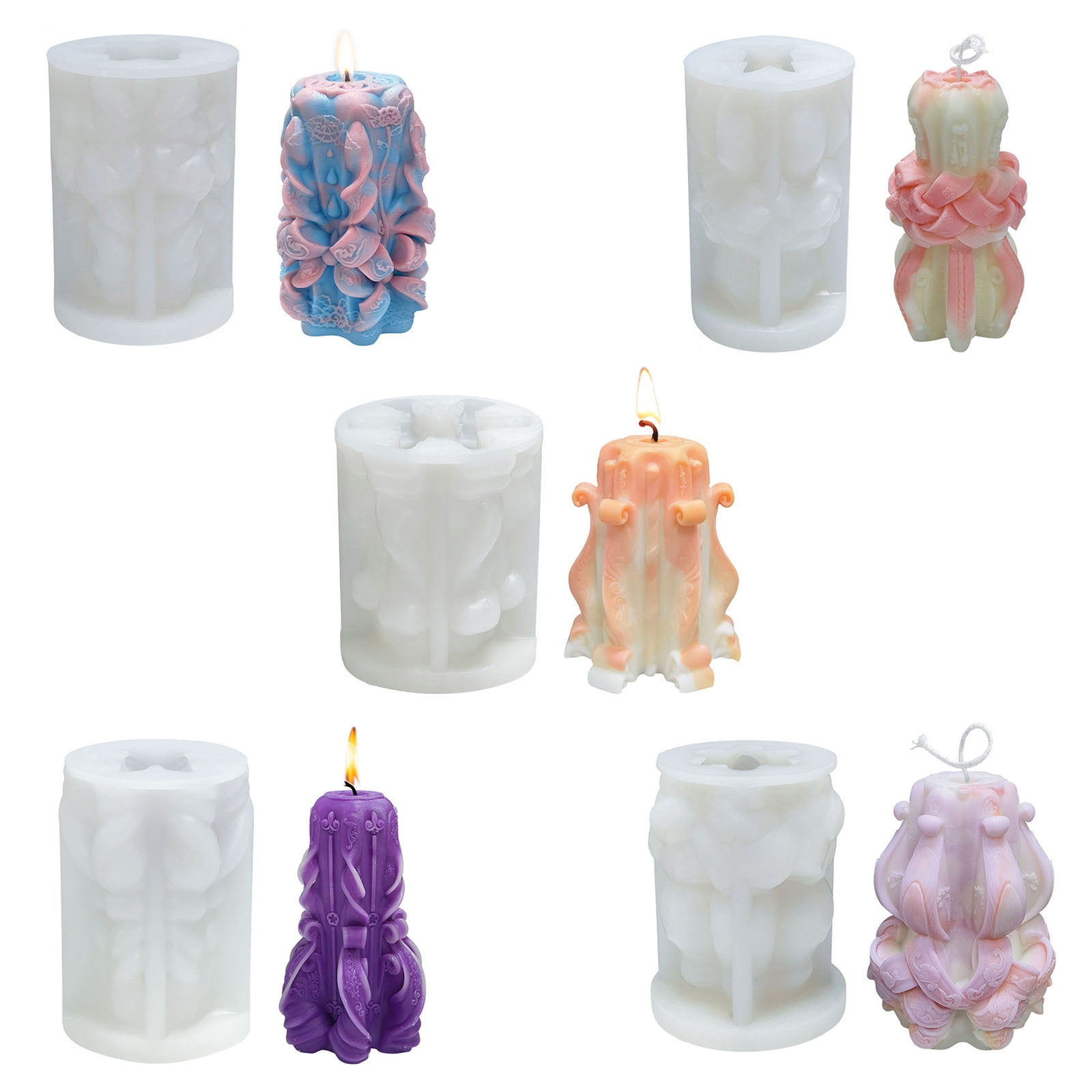 3D Pillar Candle Mold Craft Silicone Mold for Crafting Candle Plaster Art Crafts Room Ornament Cake Fondant Decoration