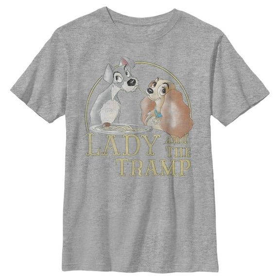 Boy's Lady and the Tramp Spaghetti Kiss Title Scene  Graphic Tee Athletic Heather Medium