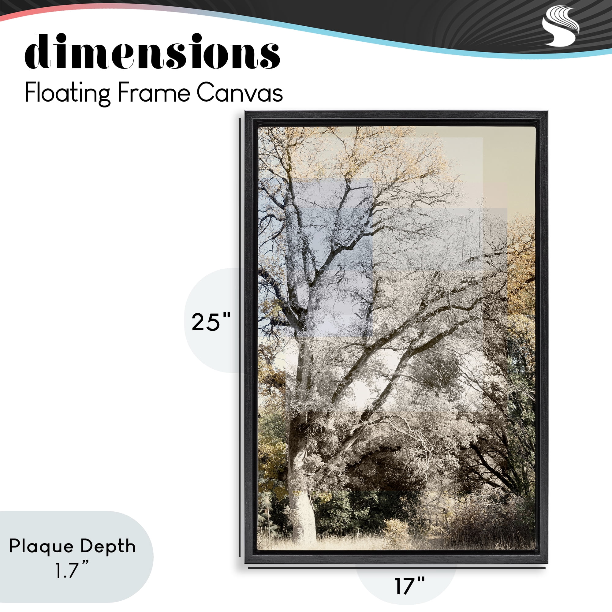 Stupell Industries Tree Collage Layers Black Framed Floater Canvas Wall Art, design by Gemma Bardot