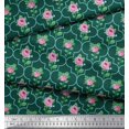 thumbnail image 2 of Soimoi Poly Georgette Tissu Quadrillé Design, Feuilles & Imprimé Floral Rose par Yard 52 Pouces de Large, 2 of 3