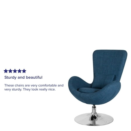Flash Furniture - Egg Series Side Reception Chair with Bowed Seat - Blue Fabric