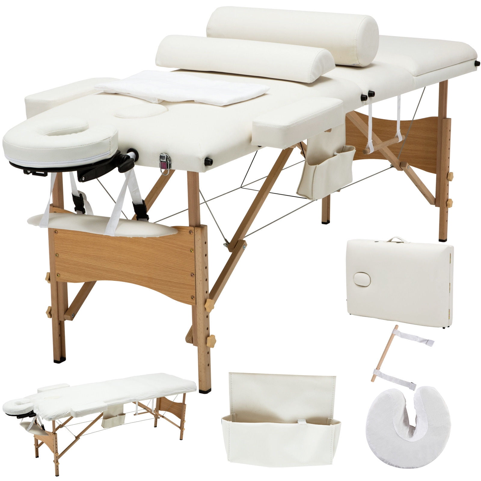 84"L Folding Massage Table Portable 3 Sectopn Deluxe Massage Bed With