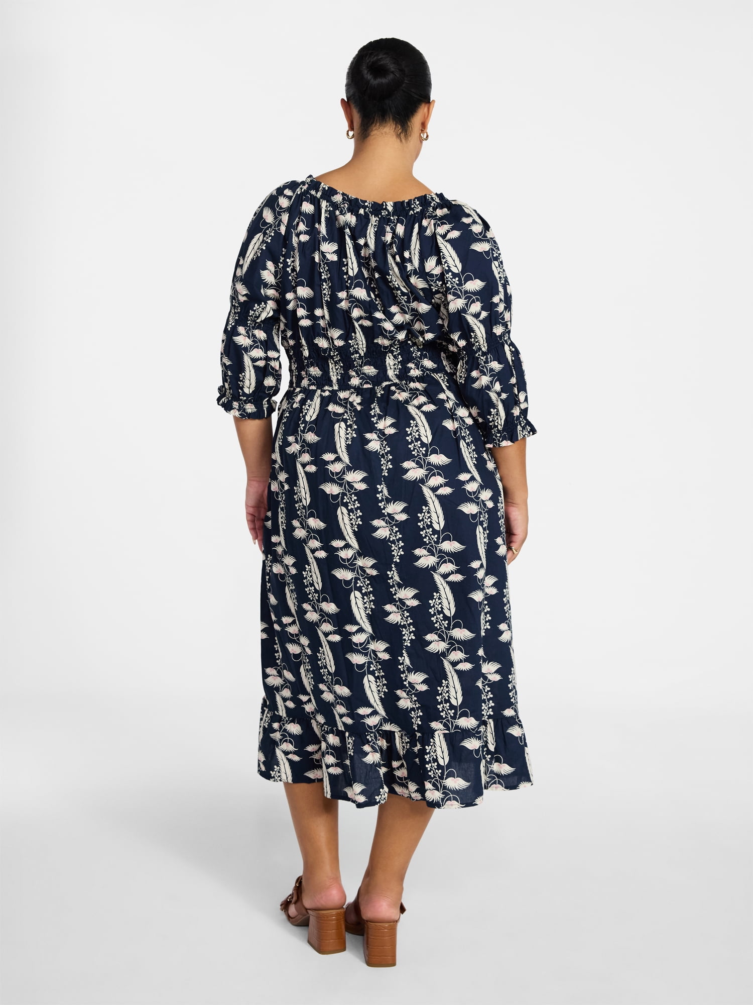 Terra & Sky Women's Plus Size Smocked Waist Dress, Sizes 0X-4X