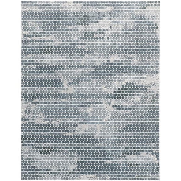 HomeRoots  10 x 13 ft. Blue & Gray Polka Dots Distressed Stain Resistant Rectangle Area Rug - Blue and Gray - 10 x 13 ft.