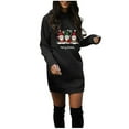 thumbnail image 2 of Women Sweatshirt Christmas Long Sleeve Pullover Casual Xmas Baggy Dress Dress Merry Christmas Shine Wine Glass Print Hoodie Dressess, 2 of 6