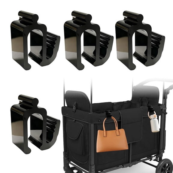LADYGYM Universal Wagon Accessories, Side Hooks with 30Kg Load Capacity-Sturdy Stroller Hooks&Space-Saving Travel Organizer for All Stroller Wagon(4Pcs)