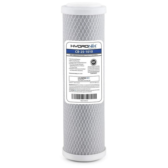 Filtro de Carbono Hydronix CB-25-1010 NSF Negro 10 Micras