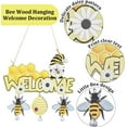 thumbnail image 6 of Bee Wood Hanging Welcome Sign Front Door Decor Yellow Welcome Sign Rustic Outdoor Ornaments with Jute Rope Iron Bell for Farmhouse Porch Garden Decoration Housewarming Gift 8.7 x 8.5inch, 6 of 6
