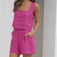 thumbnail image 5 of ZAZYULZ Womens 2 Piece Sets Two Piece Shorts Crop Tops Trendy Clothes Summer Set(Hot Pink,M), 5 of 8