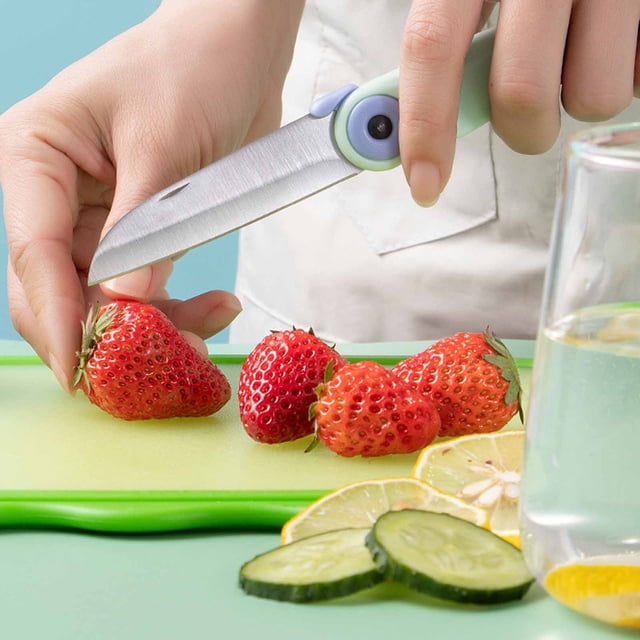 Cuchillo de fruta plegable de acero inoxidable para uso doméstico (venta al por mayor), cuchillo de fruta portátil para exteriores, mini cuchillo pelador portátil