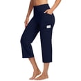thumbnail image 2 of Hearthz Womens Capris for Summer High Waisted Wide Leg Cropped Yoga Pants Soft Comfy Lounge Capris Leggings for Women Navy XXL, 2 of 7