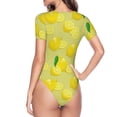 thumbnail image 4 of Haiem Bright Lemons Women's Crew Neck Short Sleeve Bodysuit Tops Stretchy Slim Basic-Small, 4 of 9
