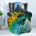 thumbnail image 4 of Nature Soft Flannel Fleece Blanket, Idyllic Mountain Creek Crystal Water Forest Pastoral Rural Landscape, Cozy Plush for Indoor and Outdoor Use, 60" x 80", Teal Fern Green Marigold, by Ambesonne, 4 of 5