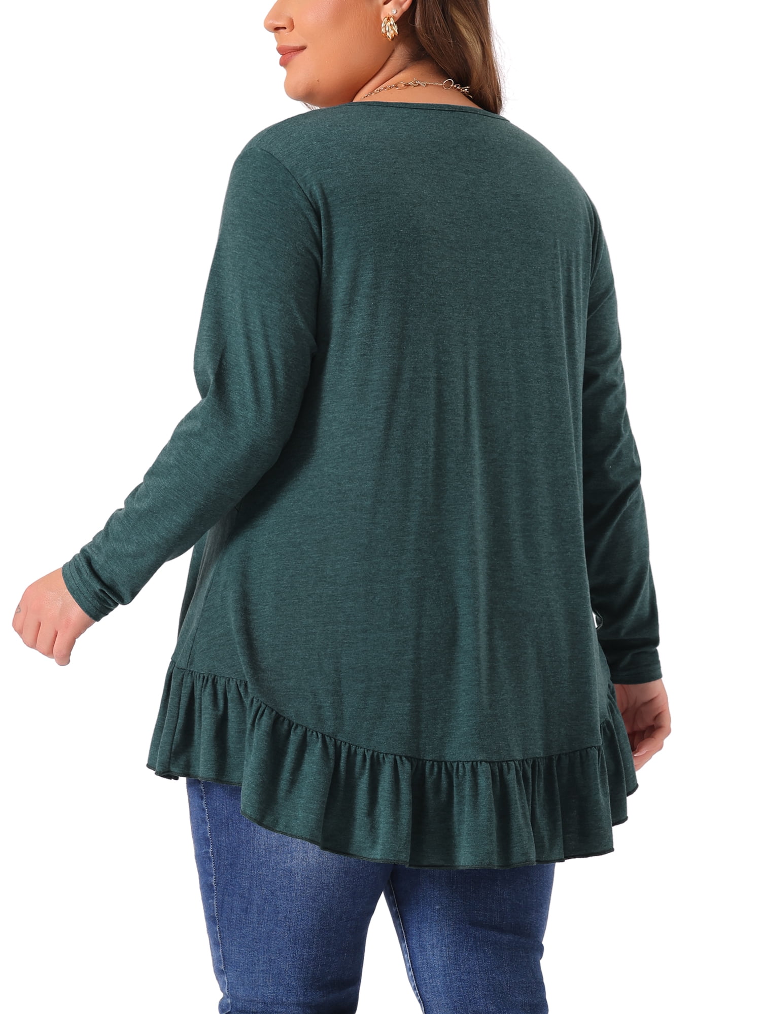 DARING DIVA Women' Plus Size Tunic Button Henley Blouses 3X Dark Green