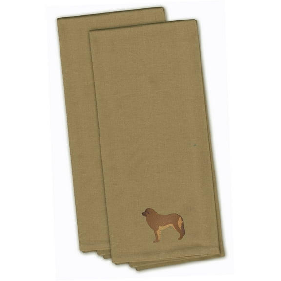 Leonberger Tan Embroidered Towel Set of 2