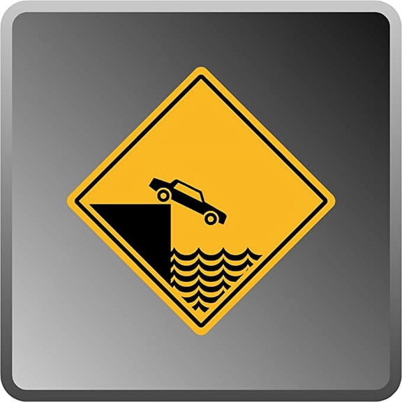 Cliff Ahead Danger High Quality Aluminum .40" Thick Sign 16"x16"