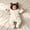 White, variant on kids Hooded Padded One‑Piece Snowsuit Fuzzy Bear Ear Footed Winter Jumpsuit Navy 6-9 Months