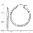 thumbnail image 3 of 925 Sterling Silver Rhodium-plated 2.5mm Satin Diamond Cut Hoop Earrings; for Adults and Teens; for Women and Men, 3 of 3