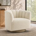thumbnail image 2 of CHITA Mid Century Modern Swivel Accent Chair, Solid Wood Frame, Cream, Single, 2 of 15