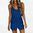 thumbnail image 2 of BUIGTTKLOP Short Jumpsuit for Women Spaghetti Strap Adjustable Waist Drawstring Cami Romper Summer Casual Overalls, 2 of 6