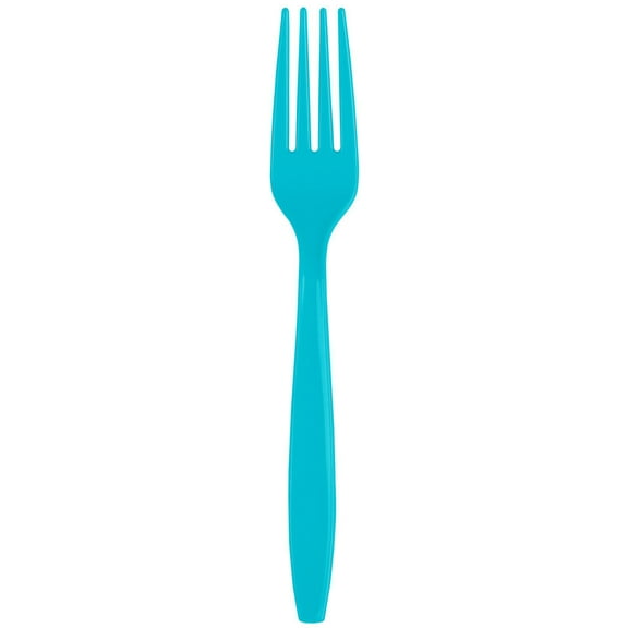 Premium 24 Count Plastic Forks - Bermuda Blue