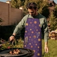 thumbnail image 4 of Purple Sun Star Circle Pattern Apron-Garden Aprons for Women with Pockets-Cotton Linen Waterproof Kitchen Cooking Gardening Aprons Adjustable for Kitchen,Cooking,BBQ and Salon 33x27 Inch, 4 of 7