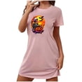 thumbnail image 4 of A-Line Dresses for Women Halloween Women's Large Size Short Nightdress With Chest Print Round Neck And Short Sleeves Pink L, 4 of 4