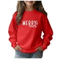 thumbnail image 1 of Chandail à Capuche de Noël pour Filles Lettres Joyeuses Manches Longues Mode Décontractée Col Rond Chandail d'Hiver Confortable pour Enfants, 1 of 4
