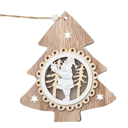 

New Year Christmas Decoration for Creative Led Light Christmas Tree Hanging Pendant Star house Heart Wooden Ornament Xm