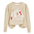 thumbnail image 4 of asdoklhq Christmas Shirts for Women Christmas Printed Crew Neck Long Sleeve Pullover Hoodie Khaki S, 4 of 4