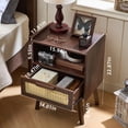 thumbnail image 6 of LEYAOYAO Rattan Nightstand, Modern Wicker Bedside Table with 1 Drawer & Tapered Legs, Boho Tea Color for Small Spaces, Walnut, 6 of 7