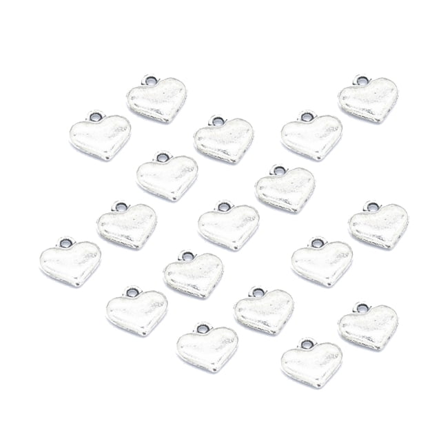 Collares Minnieouse 100 piezas aleación corazón galvanizado accesorios Plata antigua