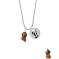 thumbnail image 2 of Delight Jewelry Resin Tan Lion Silvertone Script Initial Disc - Y - Charm Necklace, 20"+3", 2 of 4