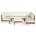 thumbnail image 2 of LAZZO 8-Piece Outdoor Wicker Conversation Set, All-Weather Sectional Sofa with 6 Chairs & 2 Ottomans, Beige Cushions, 2 of 9
