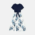 thumbnail image 5 of PatPat Women Dresses Family Matching Mommy and Me Short-sleeve Floral Print Spliced Dresses, Deep Blue, 5 of 6