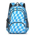 thumbnail image 2 of Blue Wavy Checkered Pattern Backpack for School, Cute School Bag with Adjustable Shoulder Straps and Padded Back, 16.9"x12.6"x5.9", 2 of 5
