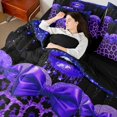 thumbnail image 4 of jejeloiu Cheetah Leopard Print 7 Pieces Bedding Comforter Set,Purple Cute Bowtie Full Bedding Set For Men Women Reversible, 4 of 8