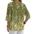 thumbnail image 2 of Xoenoiee Daisy Flower Print Linen Shirts for Women Summer 3/4 Sleeve Button Down Blouse Lightweight Gauze Loose Casual Fashion Shirt Clothes, Size 2XL, 2 of 7