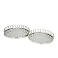 thumbnail image 5 of DecMode 16", 14"W Silver Stainless Steel Mirrored Tray with Circle Patterned Sides, 2-Pieces, 5 of 7