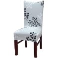 thumbnail image 1 of BRILLAR Funda moderna para silla con hojas grises, extraíble, lavable y elegante para decoración de comedor, boda, hotel y restaurante, 1 of 5