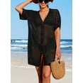 thumbnail image 3 of Charmo Short Sleeve Swim Cover up for Womens Side Split Botton One Piece Swimwear, 3 of 7