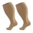 thumbnail image 1 of Womens Socks High Neck Fishnet Bodysuit Women Solid Plus Size Sports Compression Socks Calf Socks Compression Socks Adult Female Clothes Beige Size 3XL, 1 of 2