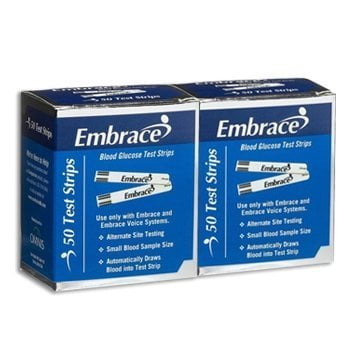 Embrace Blood Glucose Test Strips, 100ct, Provides Audible Test Results in English or Spanish By Omnis Health