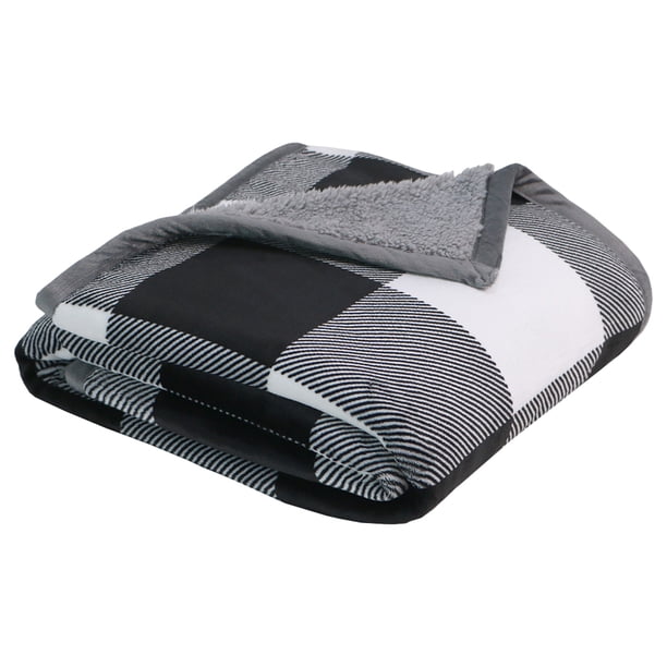 Cateissary Manta Sherpa y cómoda para experiencia, manta para sofá, cama, silla, oficina, sofá, Camping Juegos de cama blanco negro