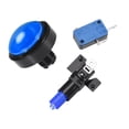 thumbnail image 2 of Botón de empuje para juegos de 62mm redondo, interruptor iluminado LED de 12V con microswitch para arcade, video azul, 5 piezas, 2 of 5